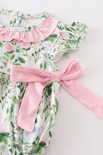 Green floral print ruffle girl bubble - ARIA KIDS