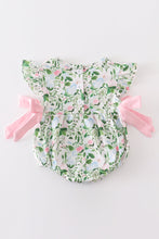 Green floral print ruffle girl bubble - ARIA KIDS