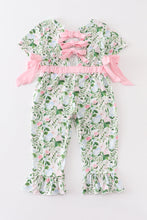 Green floral print girl jumpsuit - ARIA KIDS