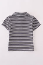 Navy stripe football embroidery button down shirt - ARIA KIDS