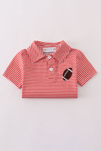 Red stripe football embroidery button down shirt - ARIA KIDS