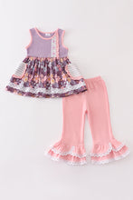 Purple floral print girl set