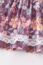 Purple floral print girl set