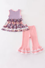 Purple floral print girl set