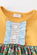 Mustard floral print ruffle girl romper - ARIA KIDS