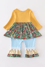 Mustard floral print ruffle girl romper - ARIA KIDS