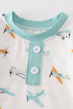 Aircraft print baby boy gown