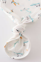 Aircraft print baby boy gown