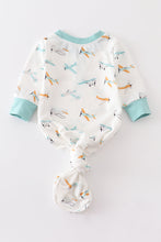 Aircraft print baby boy gown