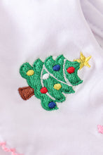 Christmas tree embroidery dot print dress