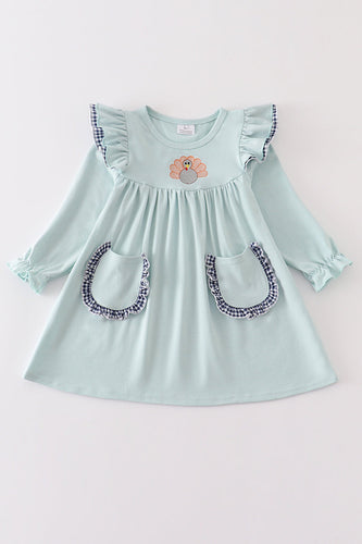 Turkey embroidery ruffle girl dress