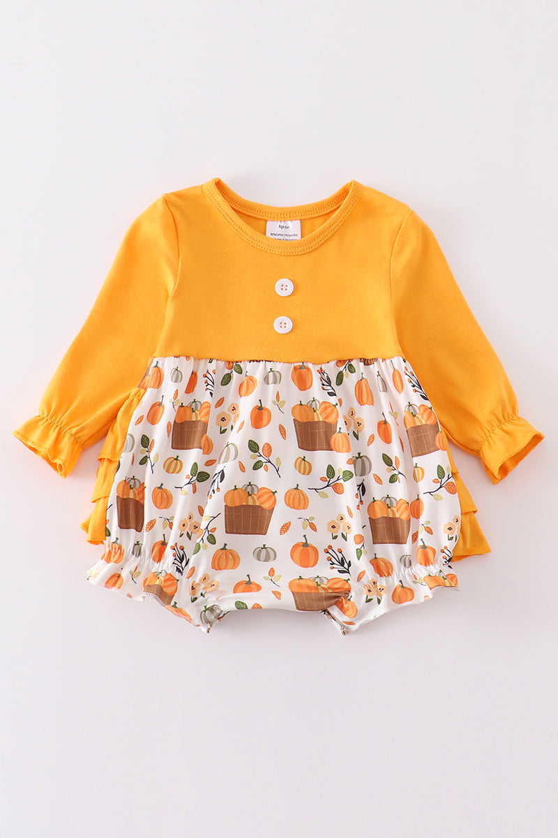 Orange pumpkin print girl bubble - ARIA KIDS