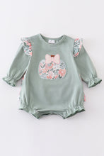 Green pumpkin applique ruffle girl bubble - ARIA KIDS