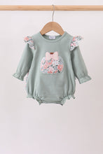 Sage Floral Pumpkin Applique Ruffle Bubble