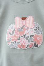 Sage Floral Pumpkin Applique Ruffle Bubble