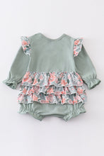 Green pumpkin applique ruffle girl bubble - ARIA KIDS