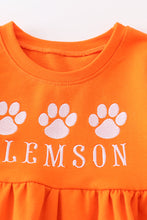 Orange CLEMSON embroidery terry dress - ARIA KIDS
