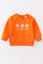 Orange CLEMSON embroidery boy terry sweatshirt - ARIA KIDS