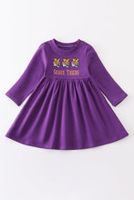 Purple tiger embroidery terry dress - ARIA KIDS