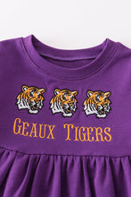 Purple tiger embroidery terry dress - ARIA KIDS