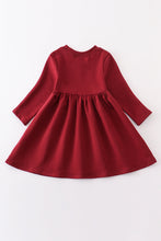 Maroon elephant embroidery terry dress