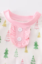 Pink christmas tree print girl romper