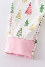 Pink christmas tree print girl romper