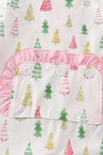 Pink christmas tree print girl romper
