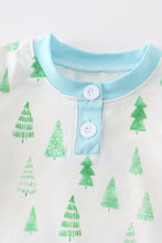 Blue christmas tree print boy romper