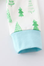 Blue christmas tree print boy romper
