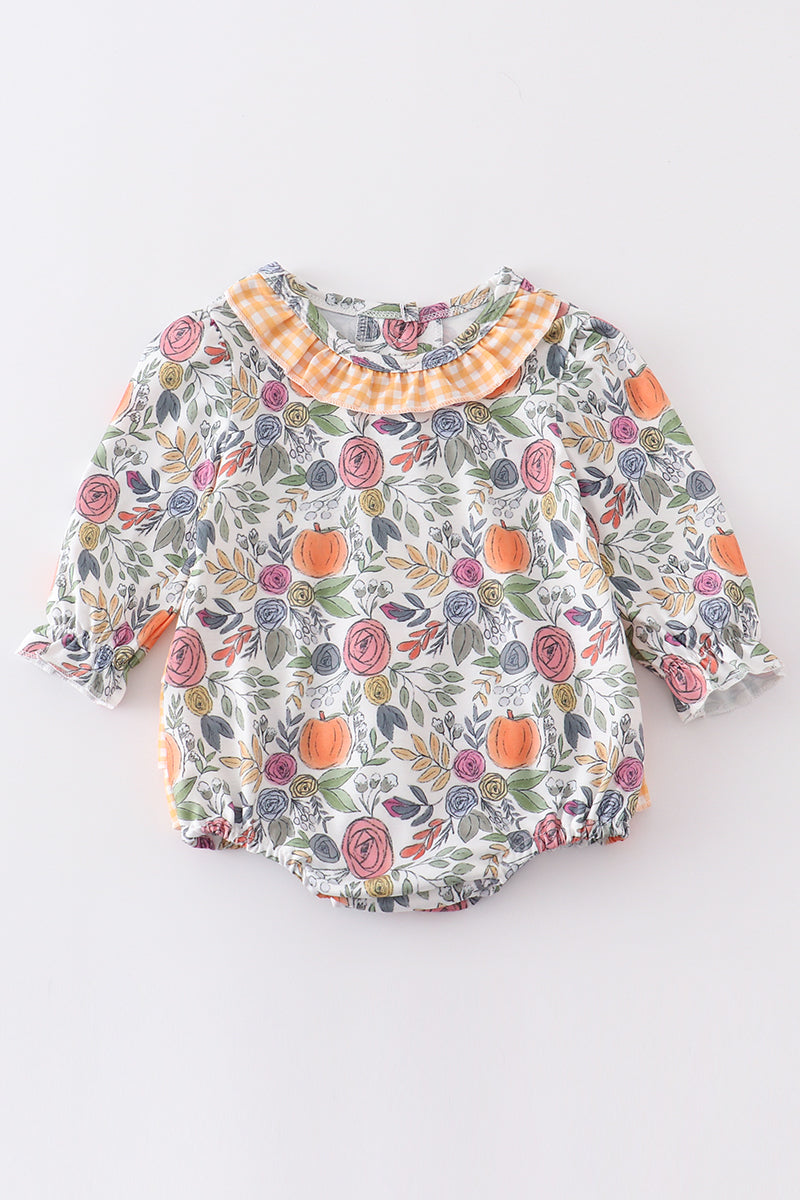 Pumpkin floral print girl bubble - ARIA KIDS