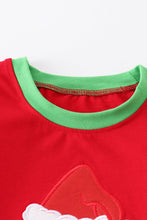 Red grinch applique stripe boy set