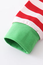 Red grinch applique stripe boy set