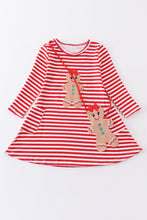 Red stripe gingerbread applique bag 2pc dress - ARIA KIDS