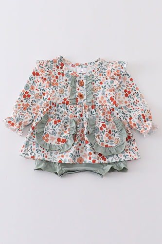 Floral print ruffle baby girl bubble - ARIA KIDS