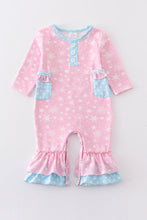 Pink snowflake print girl romper - ARIA KIDS