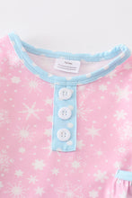 Pink snowflake print girl romper - ARIA KIDS