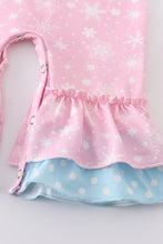 Pink snowflake print girl romper - ARIA KIDS