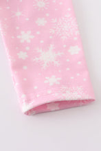Pink snowflake print girl romper - ARIA KIDS