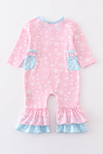 Pink snowflake print girl romper - ARIA KIDS