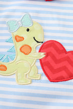 Dinosaur heart applique stripe girl bubble - ARIA KIDS