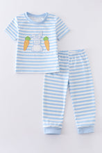 Blue rabbit carrot applique boy pajamas set - ARIA KIDS