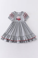 Grey baseball applique ruffle dress - ARIA KIDS