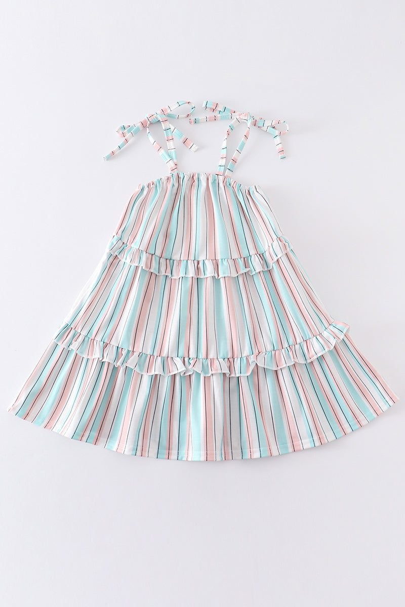 Stripe rainbow tiered dress - ARIA KIDS