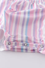 Purple stripe smocked strap girl bubble - ARIA KIDS