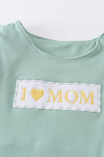 Sage floral print I love mom embroidery girl set - ARIA KIDS