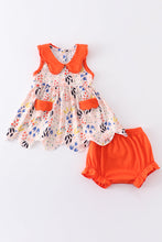 Orange floral print baby bloomers set - ARIA KIDS