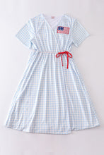 Patriotic plaid flag embroidery woman bikini swim cover up - ARIA KIDS