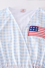Patriotic plaid flag embroidery woman bikini swim cover up - ARIA KIDS