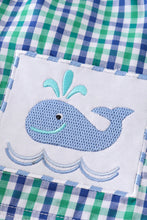 Green whale embroidery plaid boy trunks - ARIA KIDS